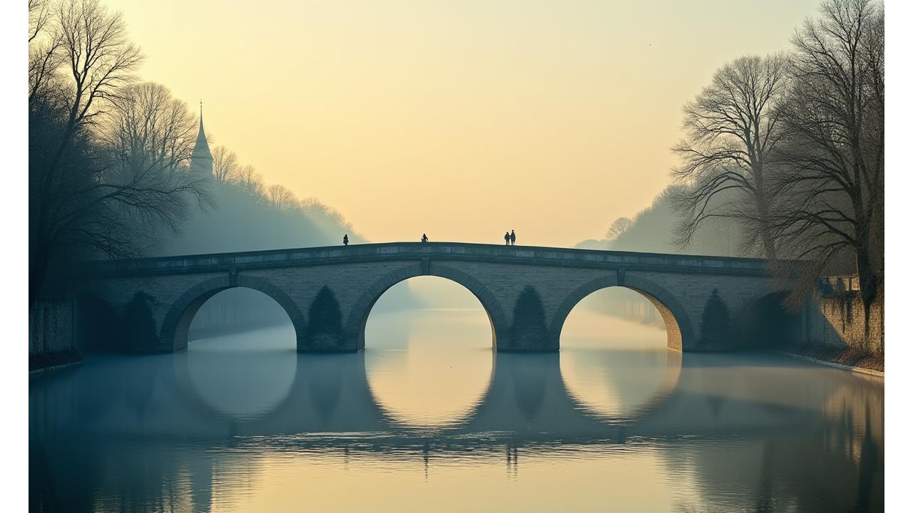 Un pont ancien reliant deux rives, symbolisant le lien entre cultures et l'éducation.