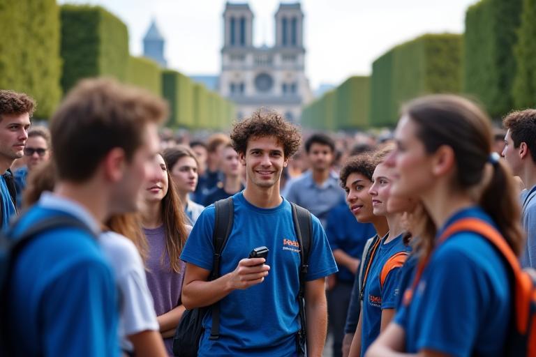 Groupe d'étudiants avec superviseurs à Paris
