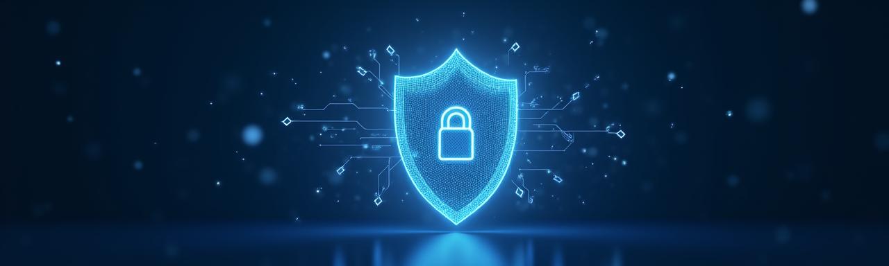 Un bouclier numérique abstrait protégeant des icônes de données, symbolisant la protection des informations privées.